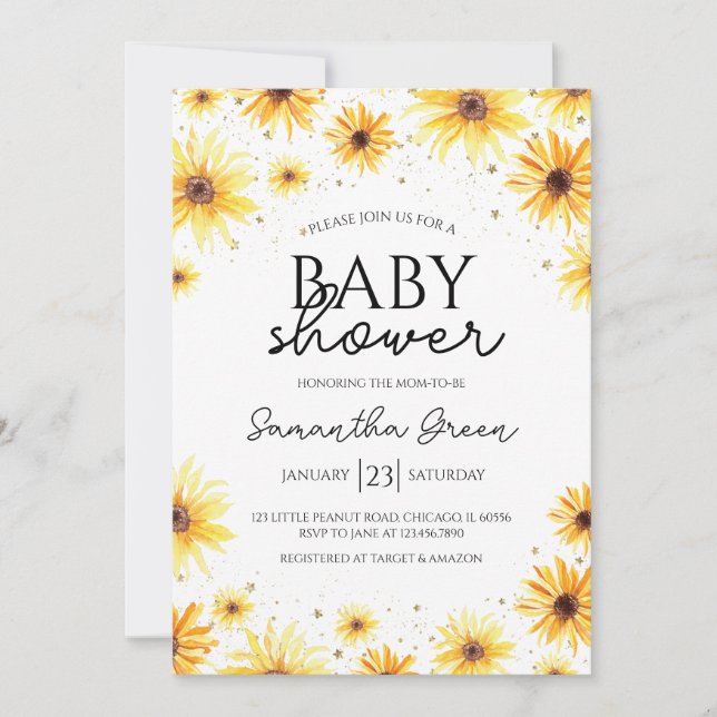 Sunflower Baby Shower Invitation (Front)