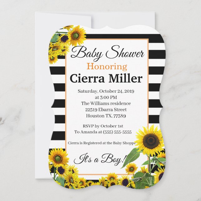 Sunflower Baby Shower Invitation (Front)