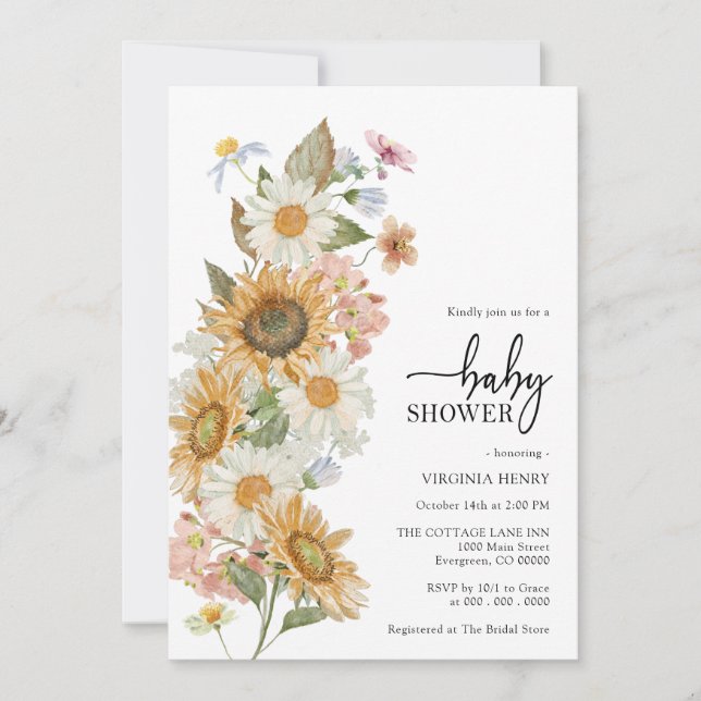 Sunflower Baby Shower Invitation (Front)
