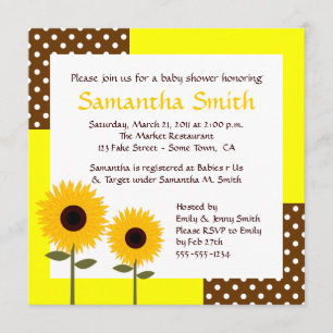 Sunflower Baby Shower Invitation - Yellow & Brown
