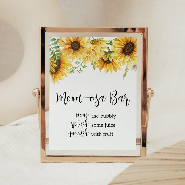 Sunflower Baby Shower Mum Osa Bar Poster (Sunflower Girl Baby Shower Mom Osa Bar Sign)