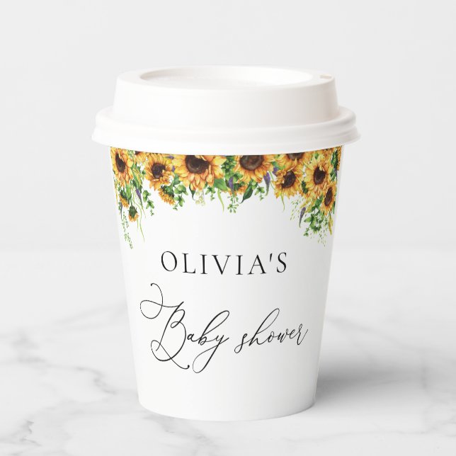 Sunflower Baby Shower Paper Cups (Front)