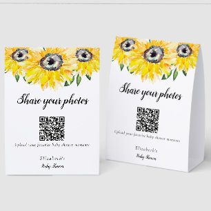Sunflower Baby Shower Photo Upload QR Sign Rustic