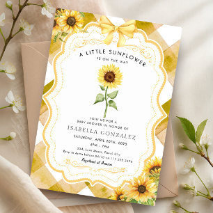 Sunflower Baby Shower Rustic Gingham Invitation