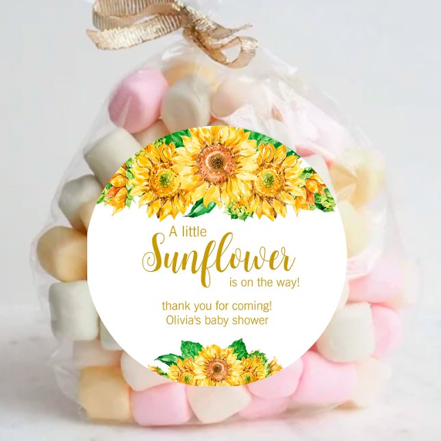 Sunflower baby shower thank you round sticker (Creator Uploaded)