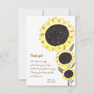 Sunflower Baby Shower watercolor Thank You Card