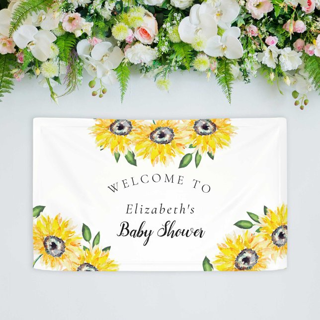 Sunflower Baby Shower Welcome Sign Background Chic (Creator Uploaded)