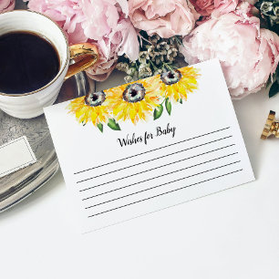 Sunflower Baby Shower Wishes for Baby Rustic Enclosure Card