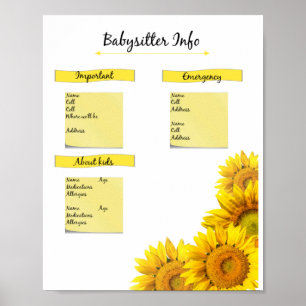Sunflower Babysitter Info Poster