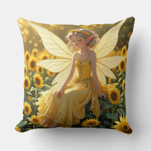 Sunflower Background with a Fairy Cushion