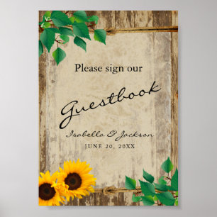 Sunflower Barn Wood Guestbook Sign