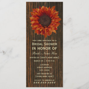 Sunflower & Barnwood Rustic Bridal Shower Invite
