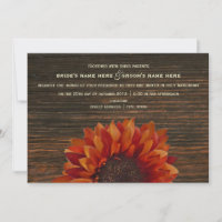 Sunflower & Barnwood Rustic Wedding Invitation