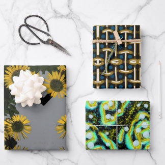 SUNFLOWER, BASKET AND BURSTS WRAPPING PAPER