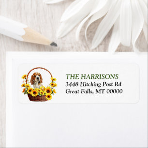 Sunflower Basket Beagle Hound Dog Return Address Label