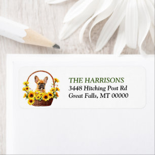Sunflower Basket French Bulldog Return Address Return Address Label
