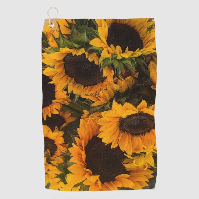 Sunflower Basket Golf Towel (Front)