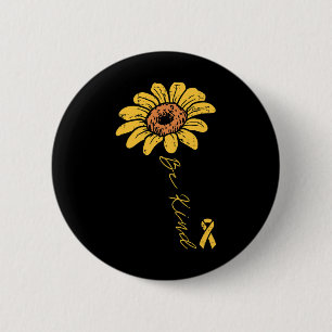 Sunflower Be Kind Childhood Cancer Ribbon Awarenes 6 Cm Round Badge