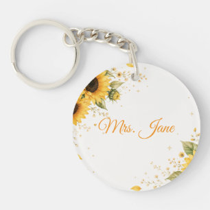 Sunflower Be the Sunshine Floral Keychain