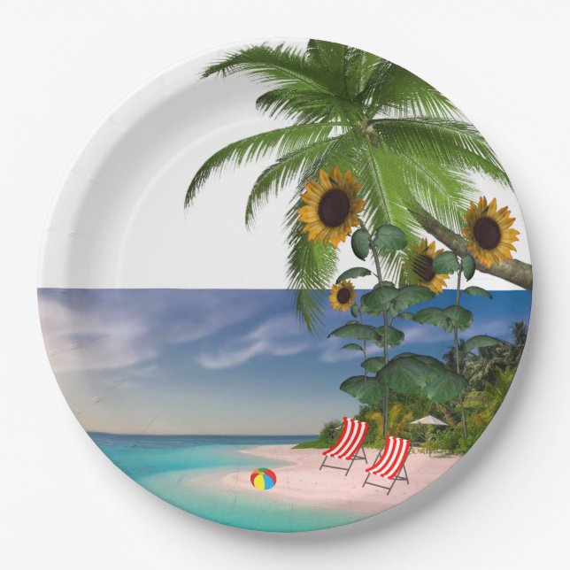 Sunflower Beach Paper Plates (Front)