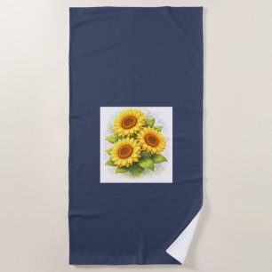 Sunflower Beach Towel Watercolor