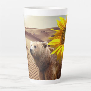 Sunflower Bear Floral Latte Mug