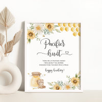 Sunflower bear pacifier hunt baby shower game