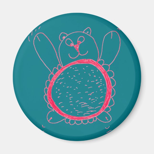 Sunflower Bear Round Magnet (Front)
