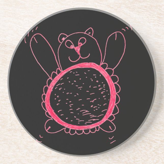 Sunflower Bear Sandstone Coaster (Front)