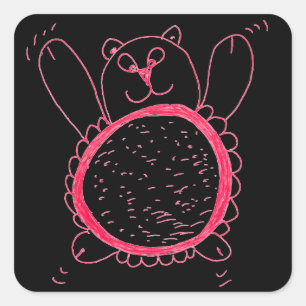 Sunflower Bear Square Stickers