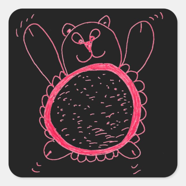 Sunflower Bear Square Stickers (Front)