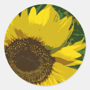 Sunflower Beautiful Artistc Bright Yellow Flower Classic Round Sticker