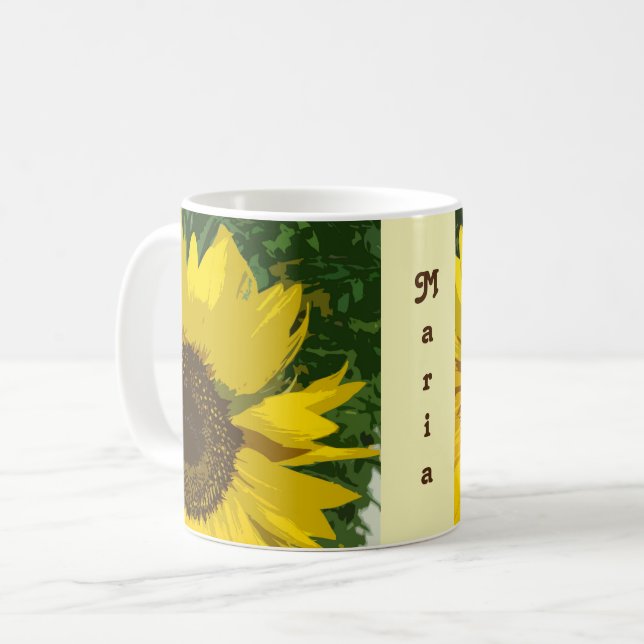 Sunflower Beautiful Bright Yellow Artistic Floral Coffee Mug (Front Left)