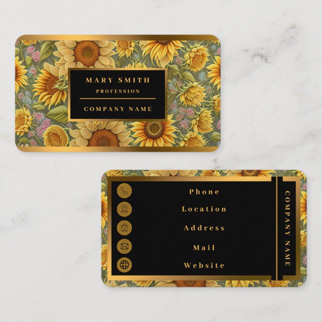 Sunflower Beautiful Modern Collection Business Card (Front/Back)