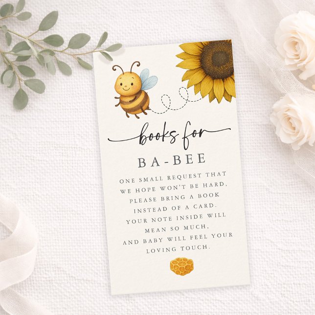 Sunflower Bee Baby Shower Book Request Card (Sunflower Bee Baby Shower Book Request Card)