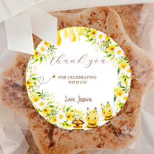 Sunflower Bee Baby Shower Classic Round Sticker