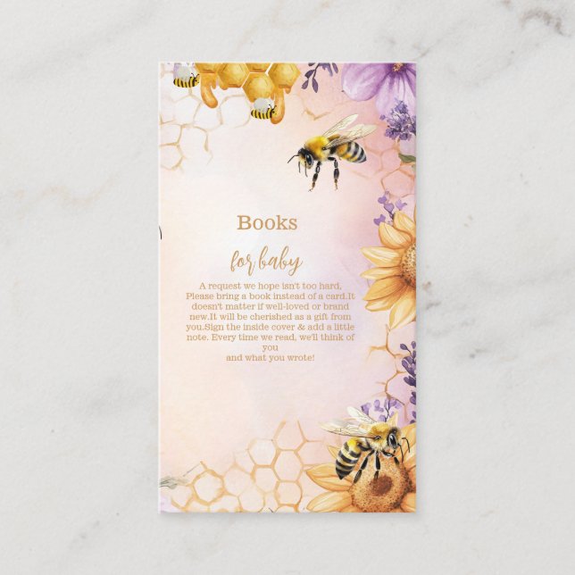 Sunflower Bee Baby Shower Mummy Books for Baby Enclosure Card (Front)