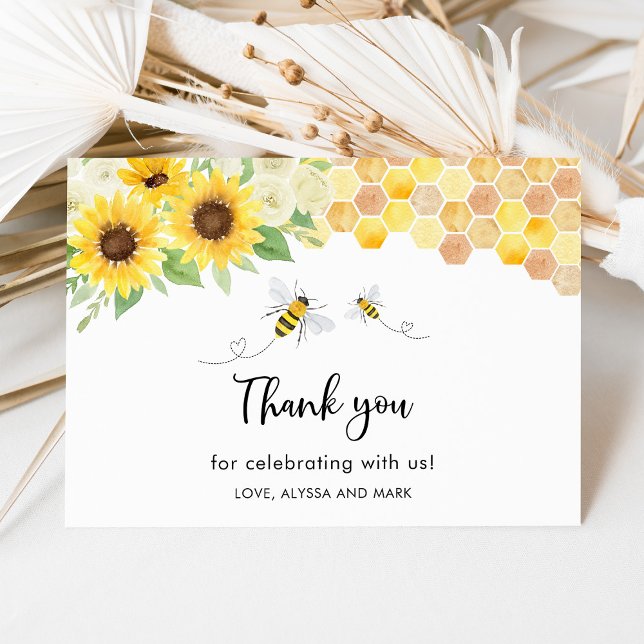 Sunflower Bee Baby Shower Thank You Card (Creator Uploaded)