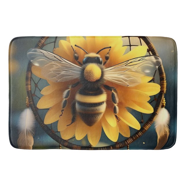 Sunflower Bee Dreamcatcher,  Bath Mat (Front)