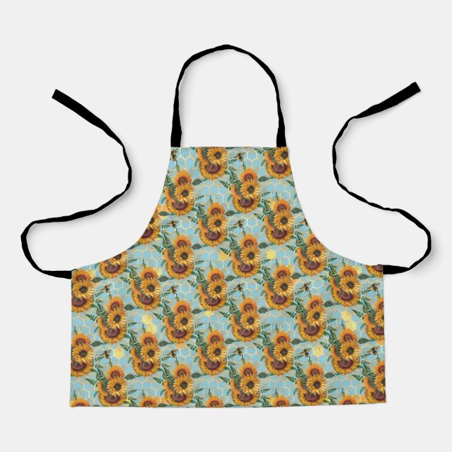 Sunflower Bee Hive Honeycomb Golden Apron (Front)