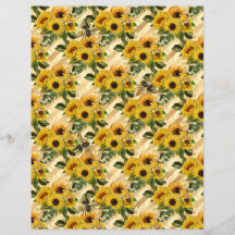 Sunflower Bee Scrapbook Paper Sheet