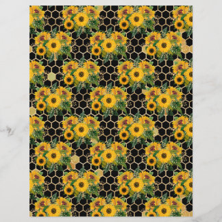 Sunflower Bee Scrapbook Paper Sheet