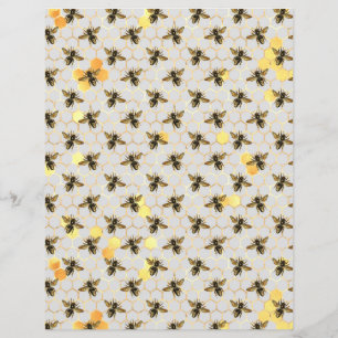 Sunflower Bee Scrapbook Paper Sheet