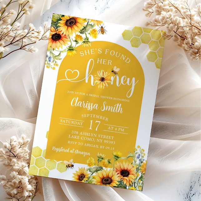 Sunflower Bee She Found Her Honey Bridal Shower Invitation (Creator Uploaded)