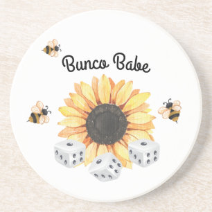 Sunflower Bees Floral Dice Bunco Coaster