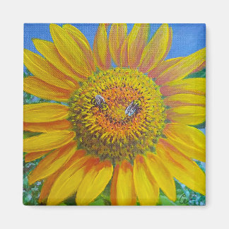 Sunflower Bees Magnet