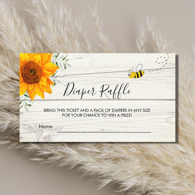 Sunflower bees rustic wood diaper raffle ticket enclosure card (Creator Uploaded)