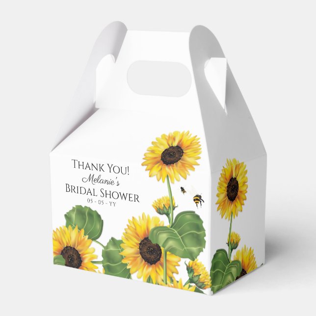 Sunflower Bees Thank You Favour Box (Front Side)