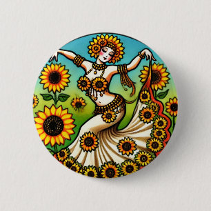 Sunflower Belly Dancer 6 Cm Round Badge