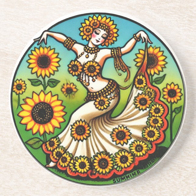 Sunflower Belly Dancer                             Coaster (Front)